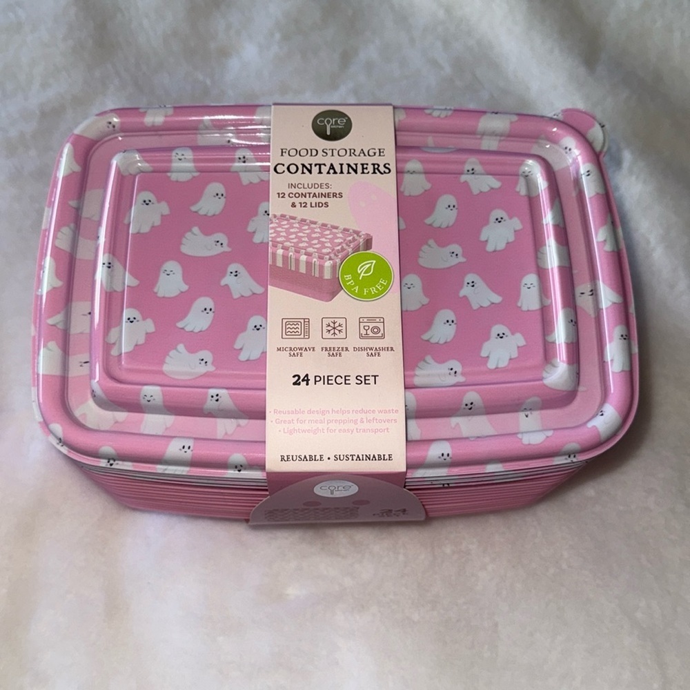 Halloween core kitchen, pink ghost Food Storage Containers 👻👻